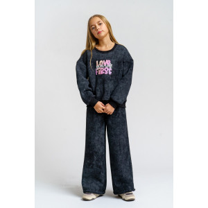 Костюм двойка детский 983Д футер 3-х нитка с начёсом пенье (р-ры: 28-44) черный винтаж