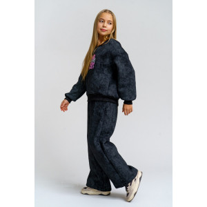 Костюм двойка детский 983Д футер 3-х нитка с начёсом пенье (р-ры: 28-44) черный винтаж