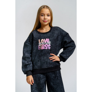 Костюм двойка детский 983Д футер 3-х нитка с начёсом пенье (р-ры: 28-44) черный винтаж