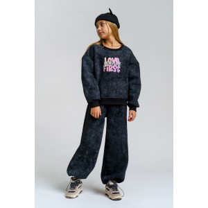 Костюм двойка детский 983Д футер 3-х нитка с начёсом пенье (р-ры: 28-44) черный винтаж