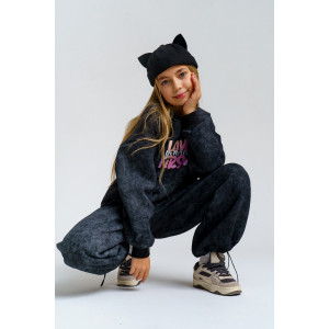 Костюм двойка детский 983Д футер 3-х нитка с начёсом пенье (р-ры: 28-44) черный винтаж