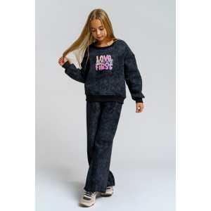 Костюм двойка детский 983Д футер 3-х нитка с начёсом пенье (р-ры: 28-44) черный винтаж