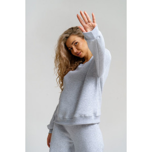 Костюм двойка женский 983 футер 3-х нитка с начёсом пенье (р-ры: 44-54) серый меланж