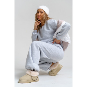 Костюм двойка женский 983 футер 3-х нитка с начёсом пенье (р-ры: 44-54) серый меланж