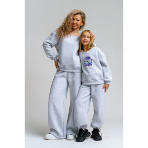 Костюм двойка женский 983 футер 3-х нитка с начёсом пенье (р-ры: 44-54) серый меланж