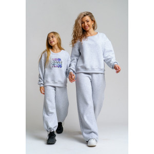 Костюм двойка женский 983 футер 3-х нитка с начёсом пенье (р-ры: 44-54) серый меланж