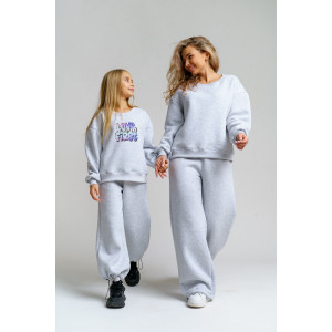 Костюм двойка женский 983 футер 3-х нитка с начёсом пенье (р-ры: 44-54) серый меланж