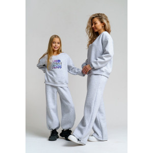 Костюм двойка женский 983 футер 3-х нитка с начёсом пенье (р-ры: 44-54) серый меланж