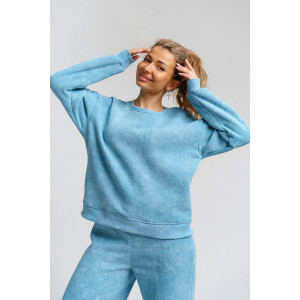 Костюм двойка женский 983 футер 3-х нитка с начёсом пенье (р-ры: 44-54) голубой винтаж