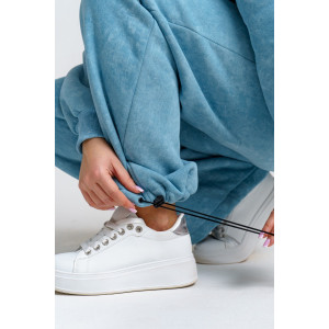 Костюм двойка женский 983 футер 3-х нитка с начёсом пенье (р-ры: 44-54) голубой винтаж