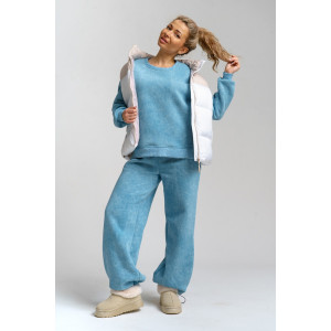 Костюм двойка женский 983 футер 3-х нитка с начёсом пенье (р-ры: 44-54) голубой винтаж