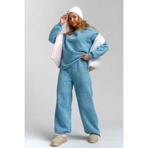 Костюм двойка женский 983 футер 3-х нитка с начёсом пенье (р-ры: 44-54) голубой винтаж