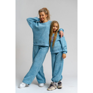 Костюм двойка женский 983 футер 3-х нитка с начёсом пенье (р-ры: 44-54) голубой винтаж