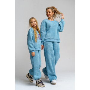 Костюм двойка женский 983 футер 3-х нитка с начёсом пенье (р-ры: 44-54) голубой винтаж