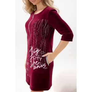 Халат женский Х-032 велюр (р-ры: 44-54) бордовый