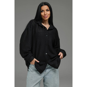 Рубашка женская "Стелла" футер 3-х нитка петля жаккард (р-ры: 48-62) черный