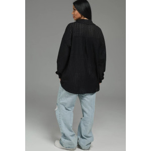 Рубашка женская "Стелла" футер 3-х нитка петля жаккард (р-ры: 48-62) черный