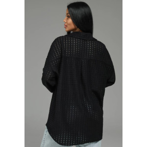 Рубашка женская "Стелла" футер 3-х нитка петля жаккард (р-ры: 48-62) черный