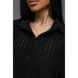 Рубашка женская "Стелла" футер 3-х нитка петля жаккард (р-ры: 48-62) черный