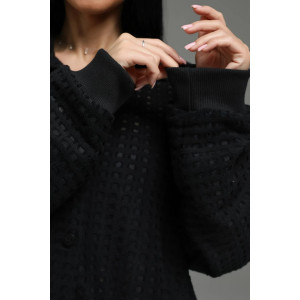 Рубашка женская "Стелла" футер 3-х нитка петля жаккард (р-ры: 48-62) черный