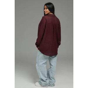 Рубашка женская "Стелла" футер 3-х нитка петля жаккард (р-ры: 48-62) бордо