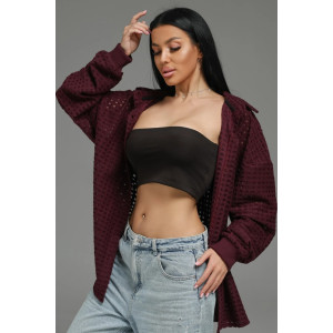 Рубашка женская "Стелла" футер 3-х нитка петля жаккард (р-ры: 48-62) бордо