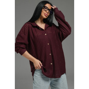Рубашка женская "Стелла" футер 3-х нитка петля жаккард (р-ры: 48-62) бордо
