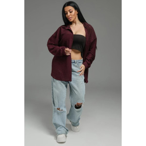 Рубашка женская "Стелла" футер 3-х нитка петля жаккард (р-ры: 48-62) бордо