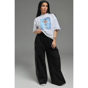 Брюки женские "Дуэт" лакост 2-х нитка пенье (р-ры: 44-62) черный