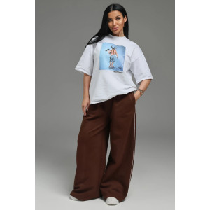 Брюки женские "Дуэт" лакост 2-х нитка пенье (р-ры: 44-62) коричневый