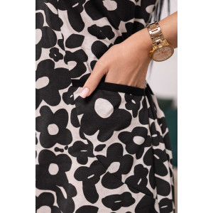 Халат женский 1683/10 кулирка (р-ры: 48-62) черный-бежевый