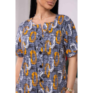 Халат женский 2066/1 кулирка (р-ры: 48-58) серый-оранжевый