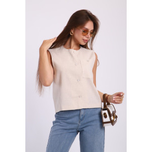 Жилет женский №4 052856 хлопок вареный (р-ры: S-M) светло-бежевый