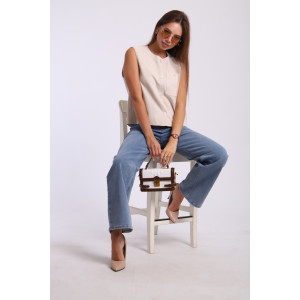 Жилет женский №4 052856 хлопок вареный (р-ры: S-M) светло-бежевый