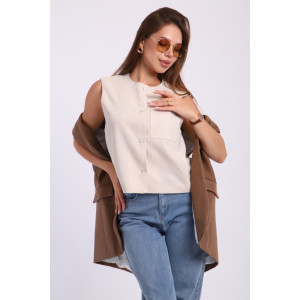 Жилет женский №4 052856 хлопок вареный (р-ры: S-M) светло-бежевый