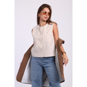 Жилет женский №4 052856 хлопок вареный (р-ры: S-M) светло-бежевый