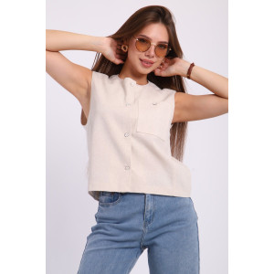 Жилет женский №4 052856 хлопок вареный (р-ры: S-M) светло-бежевый