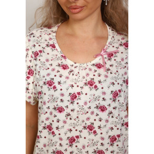 Сорочка женская №318 кулирка (р-ры: 50-60) молочный-цветы