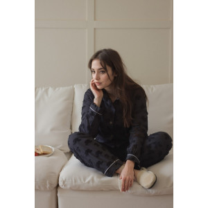 Пижама женская №057715 "Мишки" кулирка-махра (р-ры: 48-58) графит