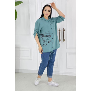 Туника женская 777 шифон (последний размер) оливковый 62