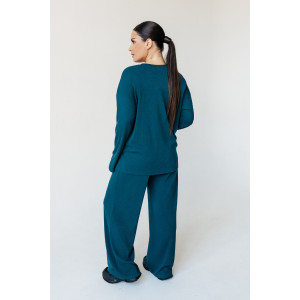 Костюм двойка женский КМЛ-1 9024 лапша (последний размер) изумрудно-зелёный 56-58