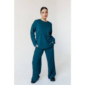 Костюм двойка женский КМЛ-1 9024 лапша (последний размер) изумрудно-зелёный 56-58