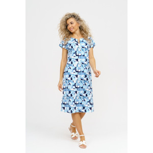 Платье женское П-025 кулирка (последний размер) голубой 48