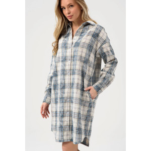 Халат женский "Добрый вечер" 2428-Ф фланель (р-ры: 44-58) бирюзовый