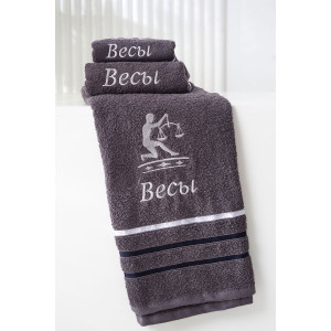 Полотенце махровое с вышивкой "Знаки зодиака" 14418/10 графит Весы