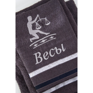 Полотенце махровое с вышивкой "Знаки зодиака" 14418/10 графит Весы