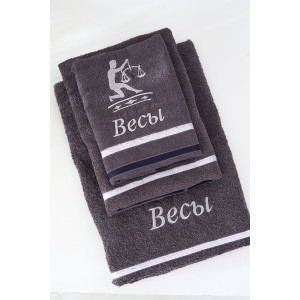 Полотенце махровое с вышивкой "Знаки зодиака" 14418/10 графит Весы