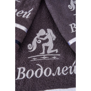 Полотенце махровое с вышивкой "Знаки зодиака" 14418/10 графит Водолей