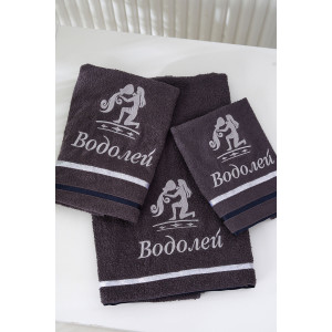 Полотенце махровое с вышивкой "Знаки зодиака" 14418/10 графит Водолей