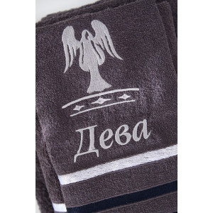 Полотенце махровое с вышивкой "Знаки зодиака" 14418/10 графит Дева